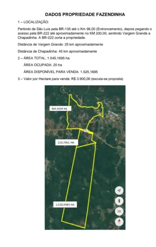 Imóvel para venda tem 15500000 metros quadrados em Centro - Vargem Grande - MA