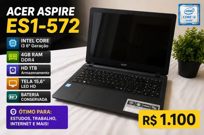 Notebook Acer Aspire ES1-572 i3 6ª Geração 4GB 1TB