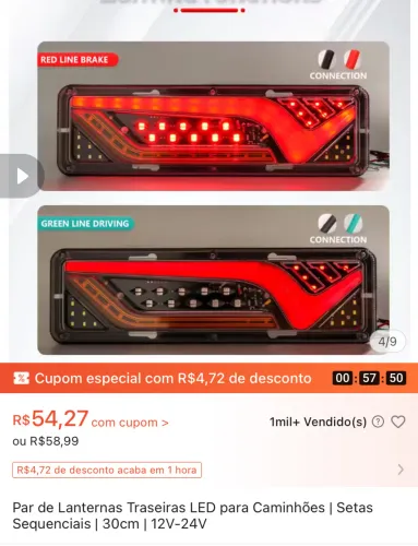 Par de lanternas traseiras de caminhão 