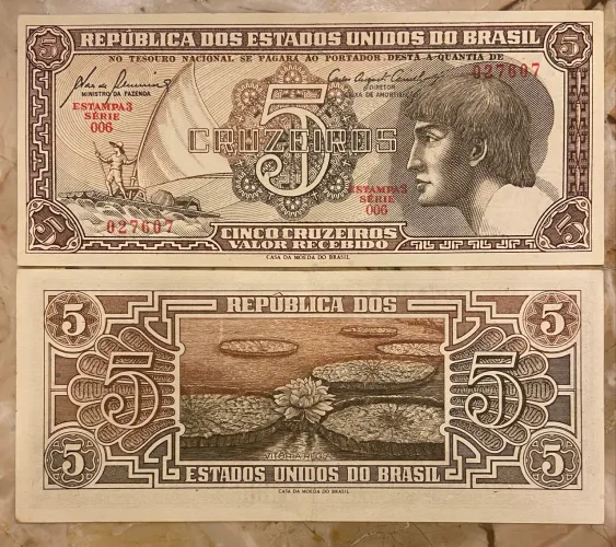 Nota de 5 cruzeiros do Brasil, emitida em 1967