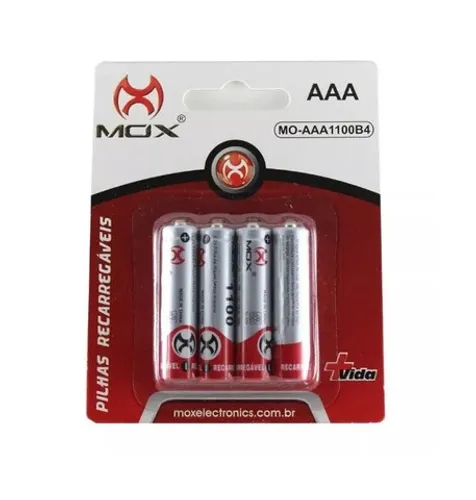 Kit 4 Pilhas Recarregáveis Aa De 1100mah Mox Mo-AAA1000b4