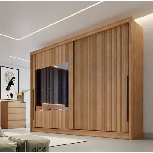 Guarda Roupa Carania 100% MDF C/ Espelho 2 Portas 6 Gavetas t75