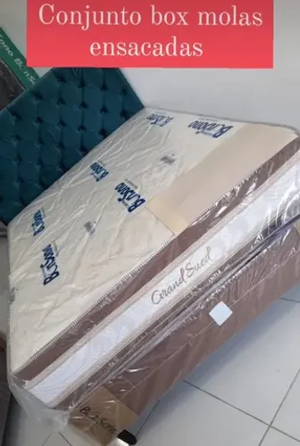 Conjunto box casal Bon sono molas ensacadas tecido em malha fria
