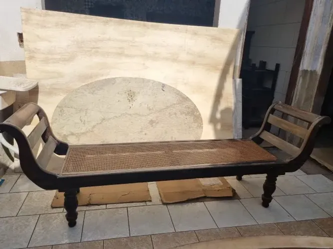 Sofá Marquesa Século Xix Em Jacarandá Com Palha Indiana