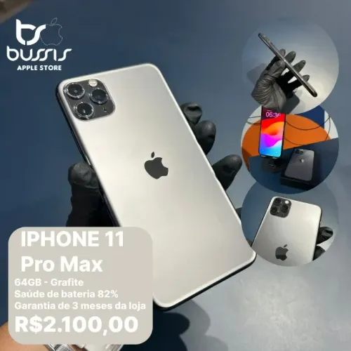 Iphone 11 Pro Max 64 Gigas Semi Novo / Grafite /  Sem detalhes todo original | Loja Fisica