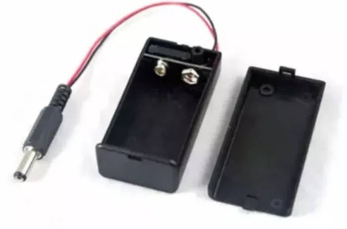Caixa Case Suporte Bateria 9v Chave On/off + Pino Ac Arduino Automação COD-CP230
