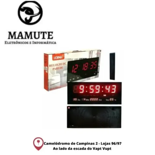 Relógio Parede Digital Led Le-2112 Temp - Data - Dia Bivolt