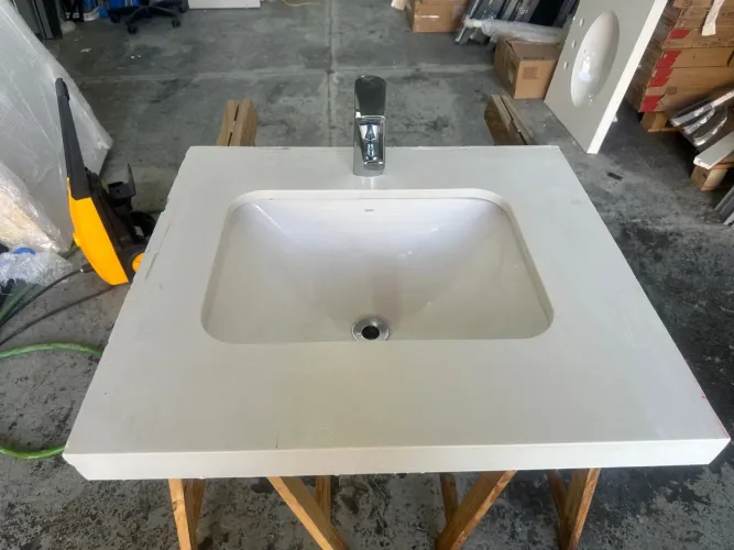 Pia banheiro quartzo branco 