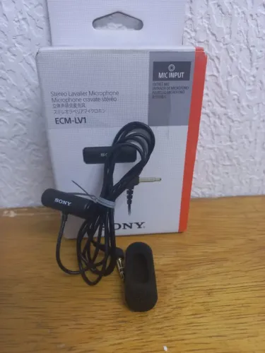 Microfone De Lapela Estéreo Sony Ecm-lv1 Preto