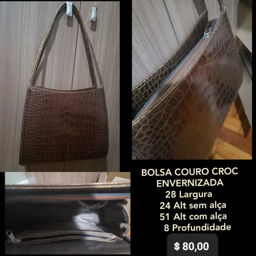 Bolsa Couro legítimo Croco Envernizada - Elegância e Estilo!