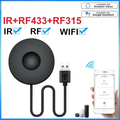 Controle Universal Inteligente IR RF 443 315MHz Smart TV Portão Persiana Alexa Google Home