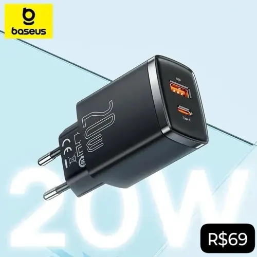 Fonte Carregador Baseus 20W - Produto Novo