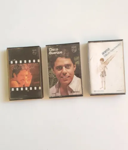 Fitas K7 Chico Buarque e Milton Nascimento, valor de cada K7.