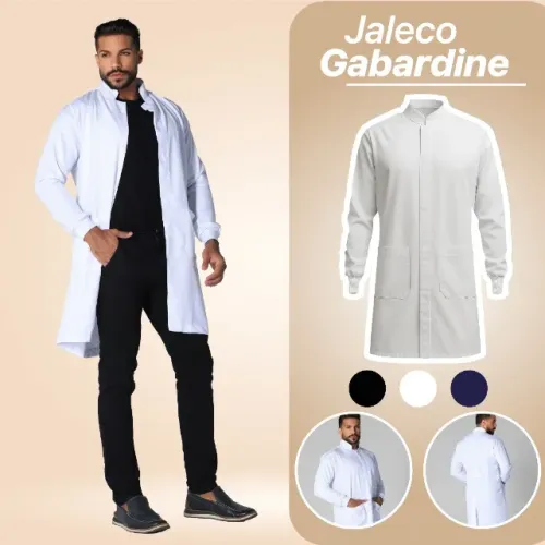 Jaleco Masculino Profissional Gabardine Manga Longa Moderno exclusivo
