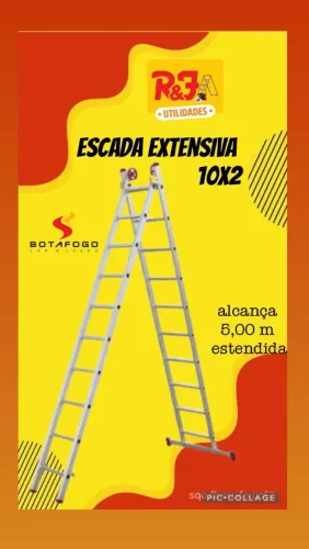 Escada Extensiva Dupla 10x2 - 5,0 m estendida