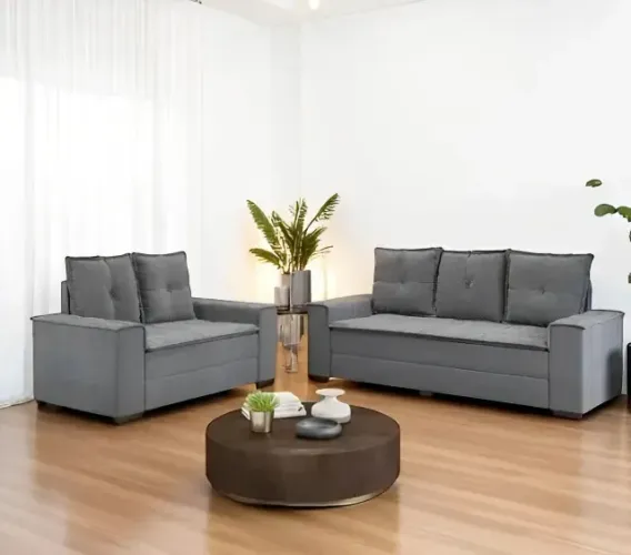 Sofá 2 e 3 lugares Barcelona Cinza 