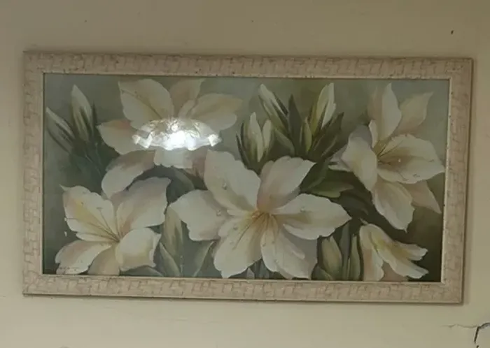 Quadro Decorativo com Flores Brancas