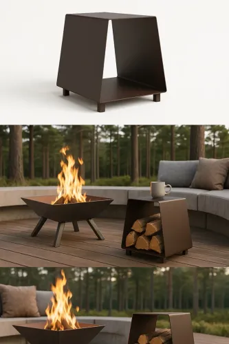 Porta Lenha de Aço para Área Externa