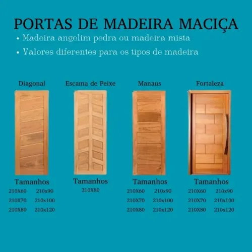Portas madeira maciça angelim pedra ou madeira mista