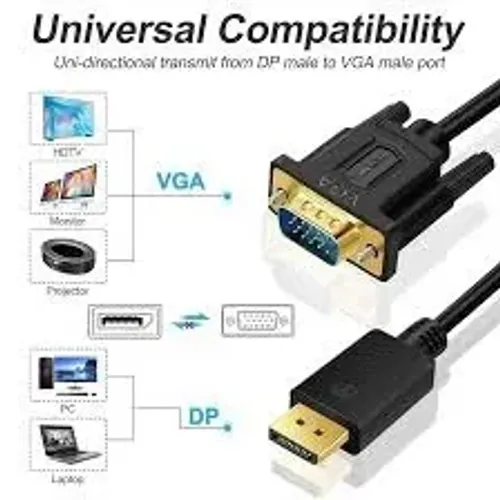 Adaptador Cabo Displayport Para Vga Dp Conector Macho Preto