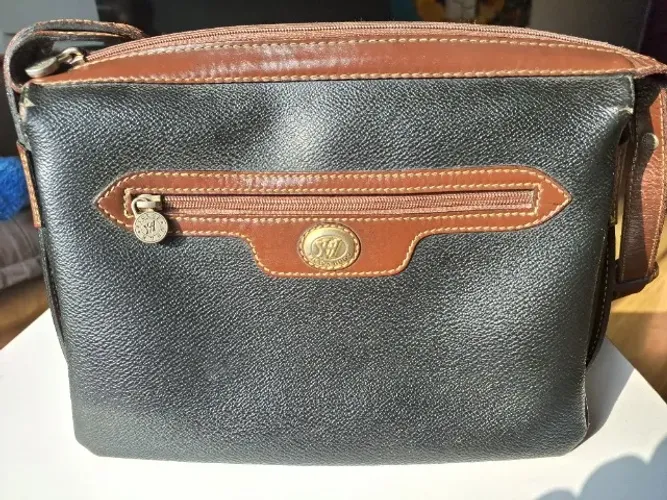 Bolsa Victor Hugo Original Couro Preto e Marrom - Vintage - Excelente Estado 