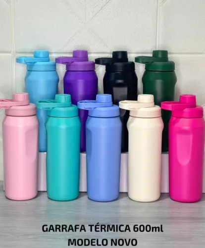 Garrafa Térmica 600ml - Várias Cores - Modelo Novo
