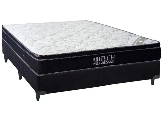 Colchão Airtech Progressive Molas Nanolastic Casal + Base Box OFERTA l544