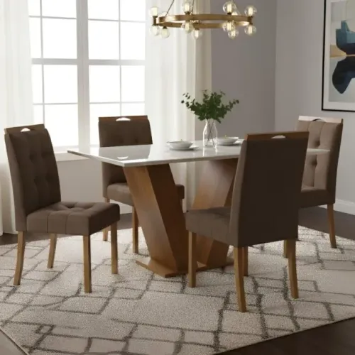 Mesa de Jantar  Classic 1,20 com 4 Cadeiras - WM DECOR
