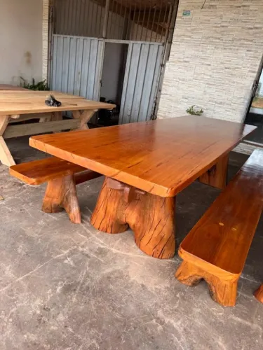 Mesas 2 e 3mts rusticas com bancos a pronta entrega