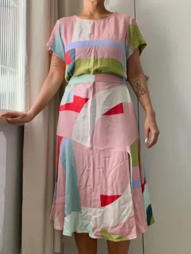 Vestido Estampa Geométrica Cantão