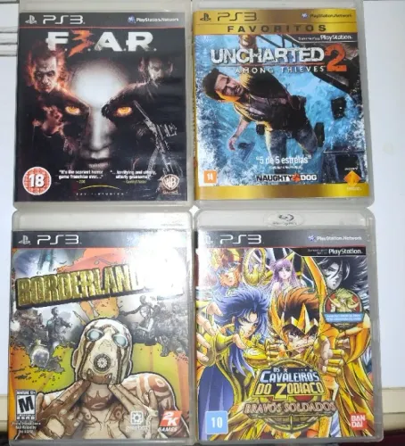 4 Jogos de PS3 Borderlands 2, Uncharted 2, Fear 3 e Os Cavaleiros do Zodiaco