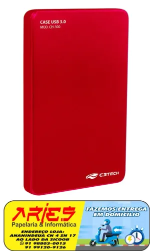 CASE GAVETA EXTERNA PARA HD E SSD 2,5 USB 3.0 C3TECH CH-300RD