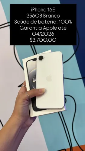 Iphone 16E / 256gb / Branco / saúde de bateria: 100% / Garantia apple/ loja física/ $3.700