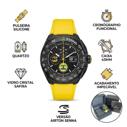 Relógio TAG Heuer Formula 1 Senna - Prem AAA+ - Cronógrafo - Caixa 43mm
