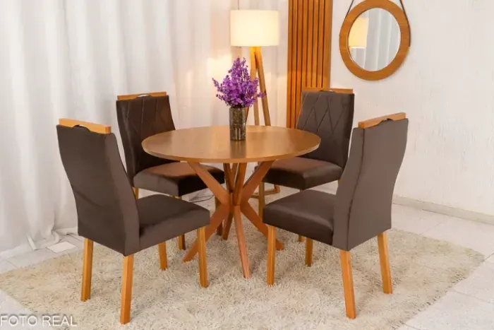 Mesa de Jantar Simpatia Tmp Redondo 108×108 Cinamomo 4 Cad Lisboa Marrom - Entrega Rápida 