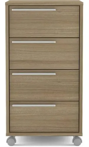 Gaveteiro / Cômoda Maia 4 Gavetas com Rodízios Castanho Politorno