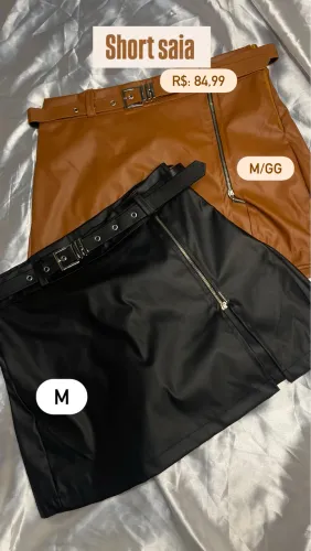 Short saia couro 