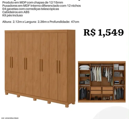 Guarda Roupa Casal 8 portas