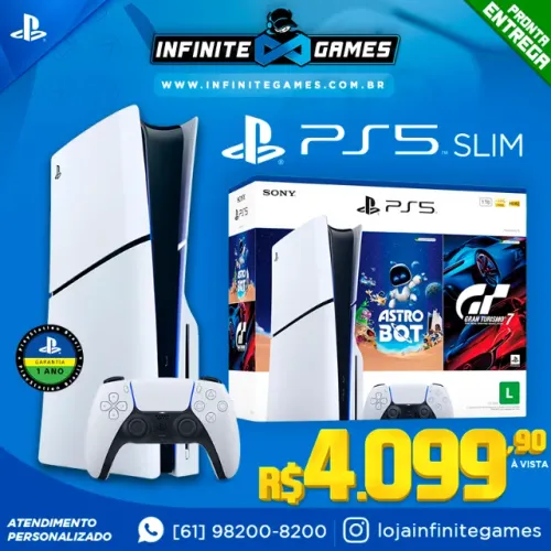 PlayStation 5 SLIM c/ Leitor, Bundle com 02 Jogos! Loja Física! Parcelamos 18x!