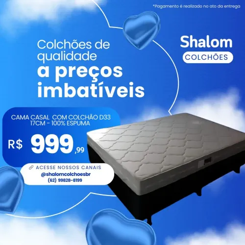 Cama box casal colchão D33 17 centímetros de altura dupla face 