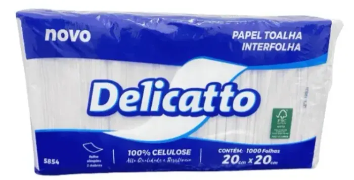 Papel Toalha Interfolha Cozinha 100% Celulose 20x20 -1000fls