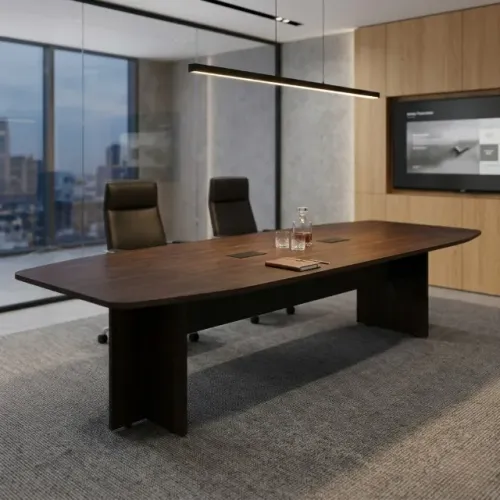 Mesa Reunião Diretoria Abaulada Marsala Preto Design Imponente Executivo 21017