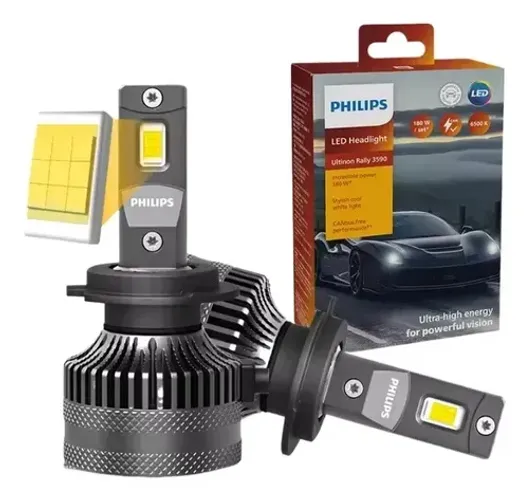 Par Lâmpadas LED Philips Ultinon Rally 3590 HB3/HB4 180W 6500K - Novo / Selado