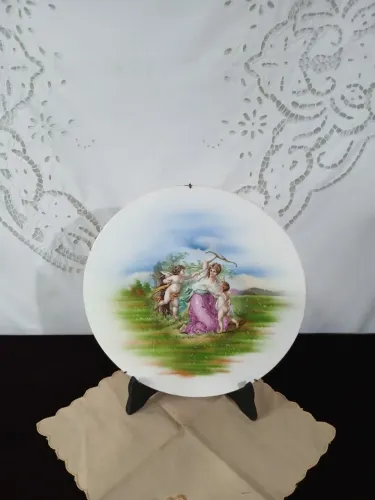 Antiga Placa Porcelana Alema Detalhes De Anjos