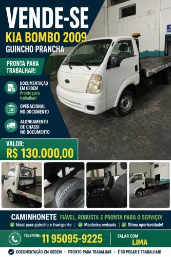Kia Bombo 2009 Guincho Prancha - Documentada e Pronta para Trabalhar!