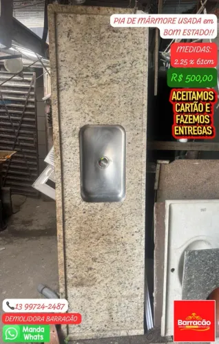 Pia Usada de Mármore 2.25m em Bom Estado!
