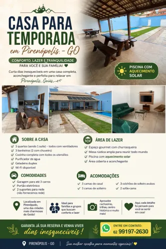 ? CASA PARA TEMPORADA EM PIRENÓPOLIS - GO ?