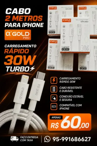 Cabo de 2 metros para carregador de iPhone 