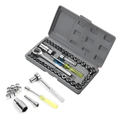 Kit de Chaves Catraca Reversível 40 Peças