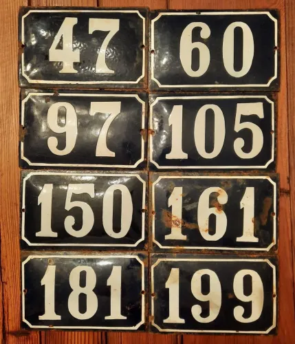 Oito Placas esmaltadas ,vintage estilo europeu (número de casa)<br>